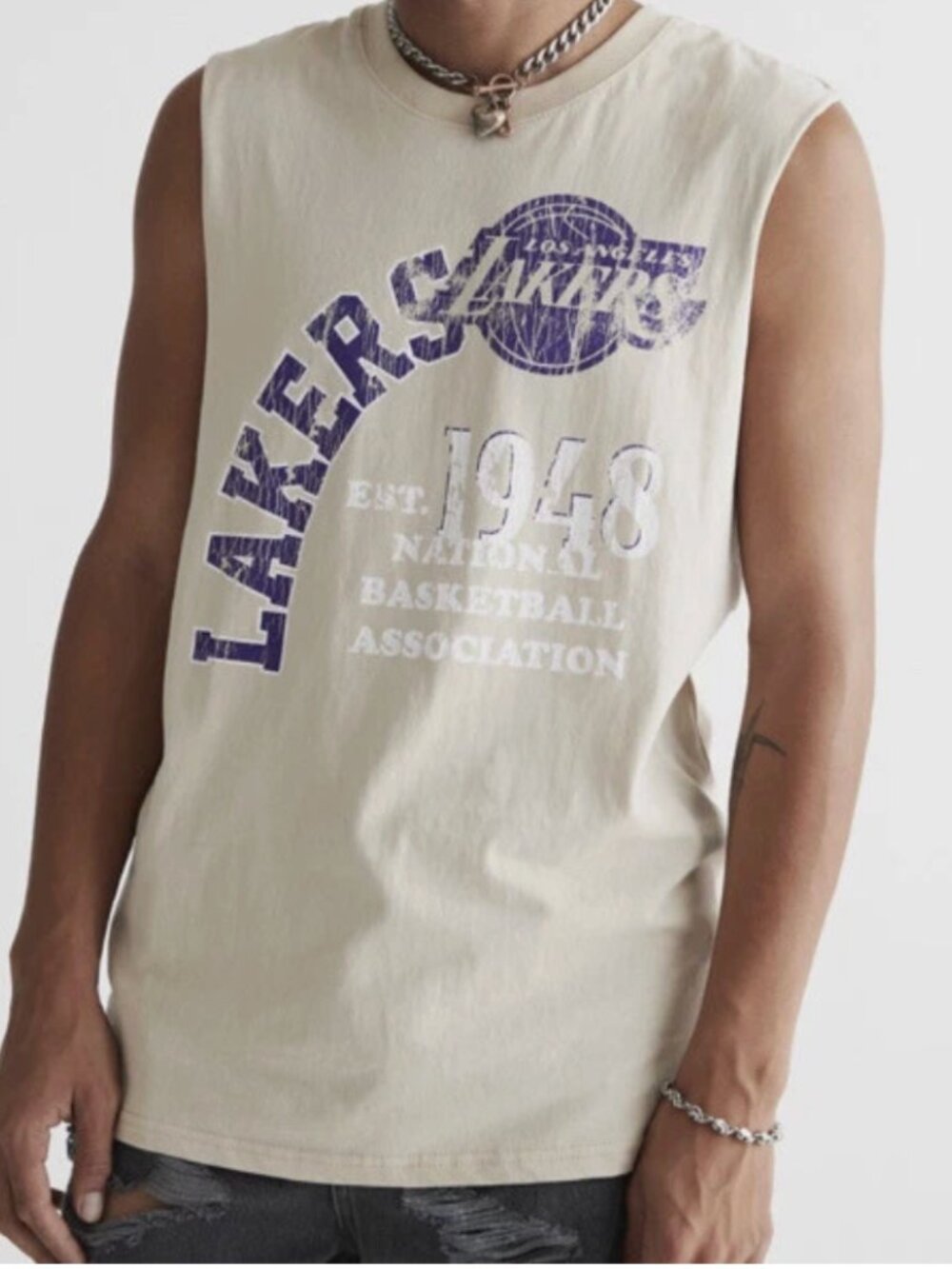Ultra Game NBA Los Angeles Lakers Unisex Size L Muscle Tee Tank Top Athleisure